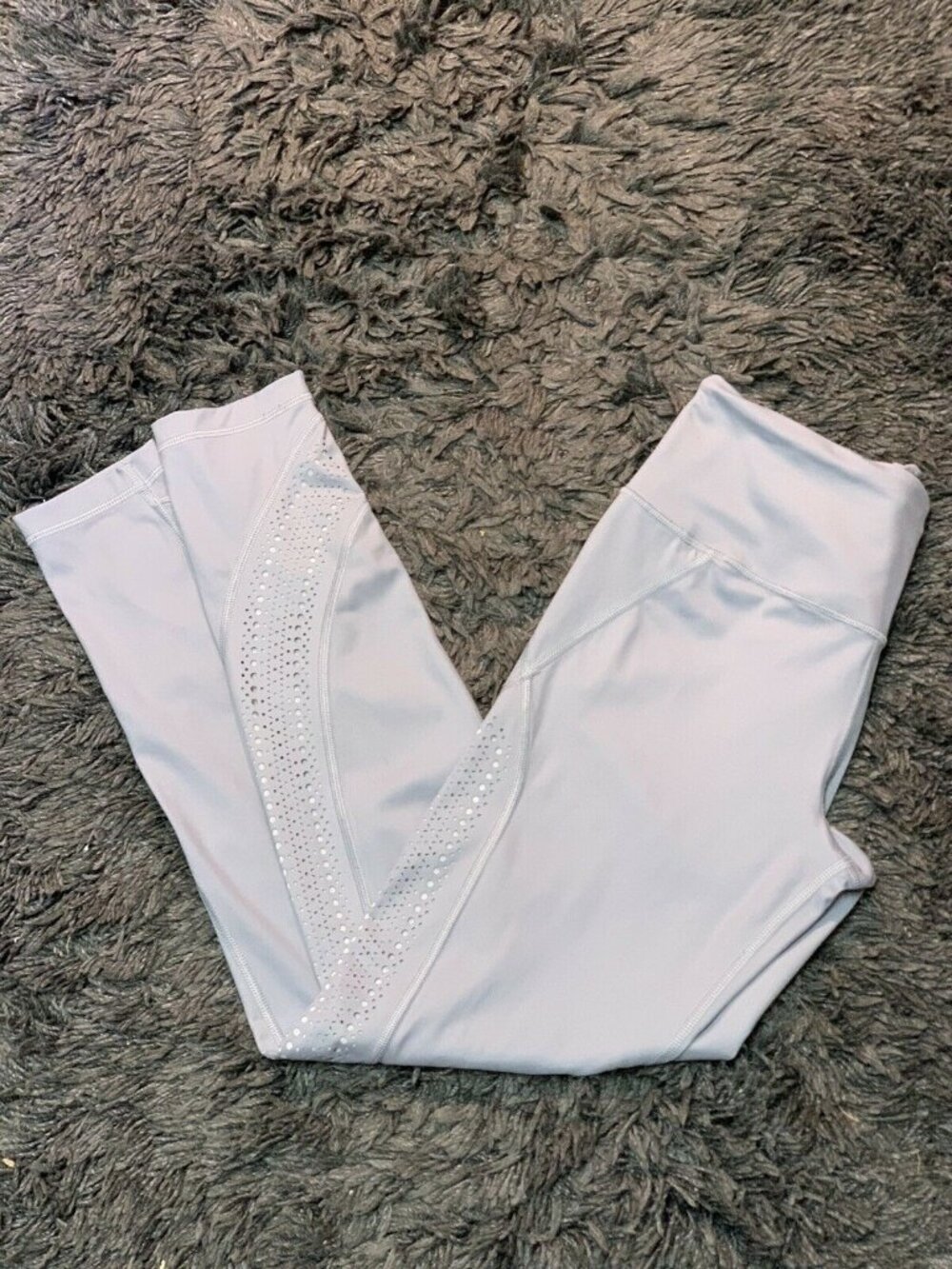 Victoria's Sport Sz Med Women Leggings Light Gray Geometric Stretch Pants U8-58